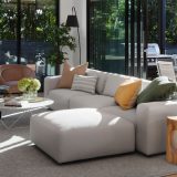 white couch and white table