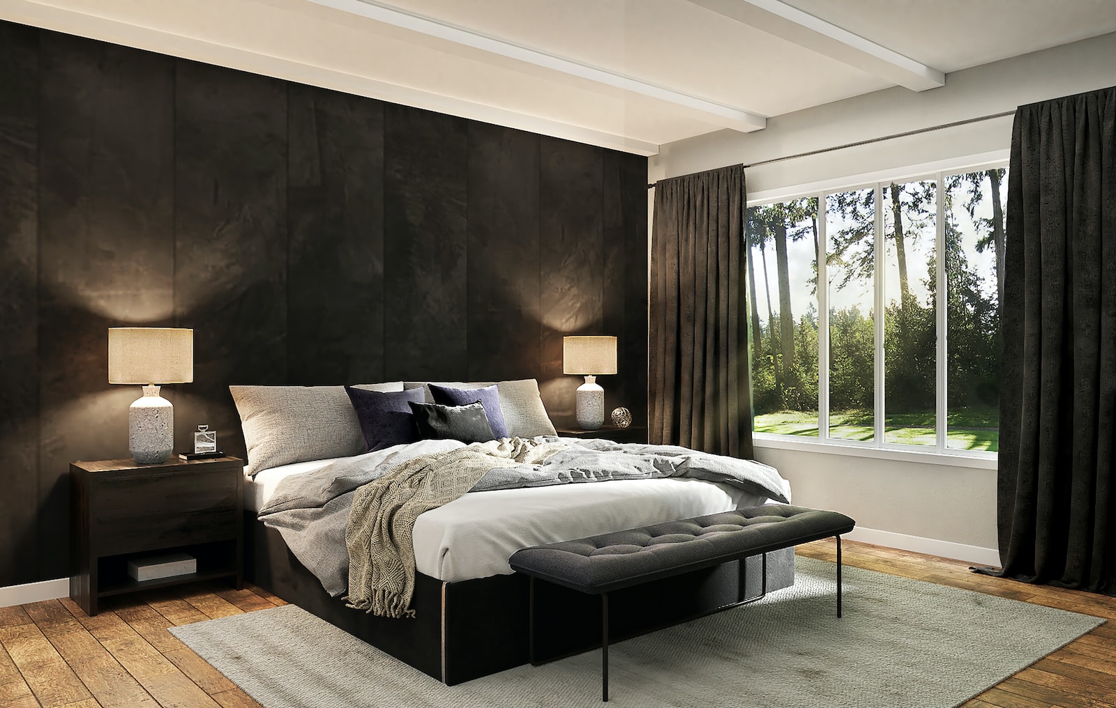 black and white bed linen